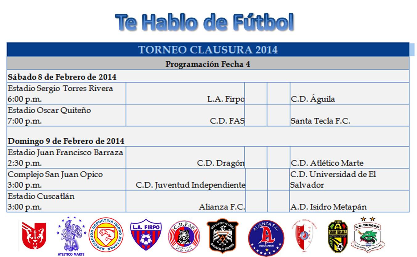 Programación Jornada 4 Clausura 2014