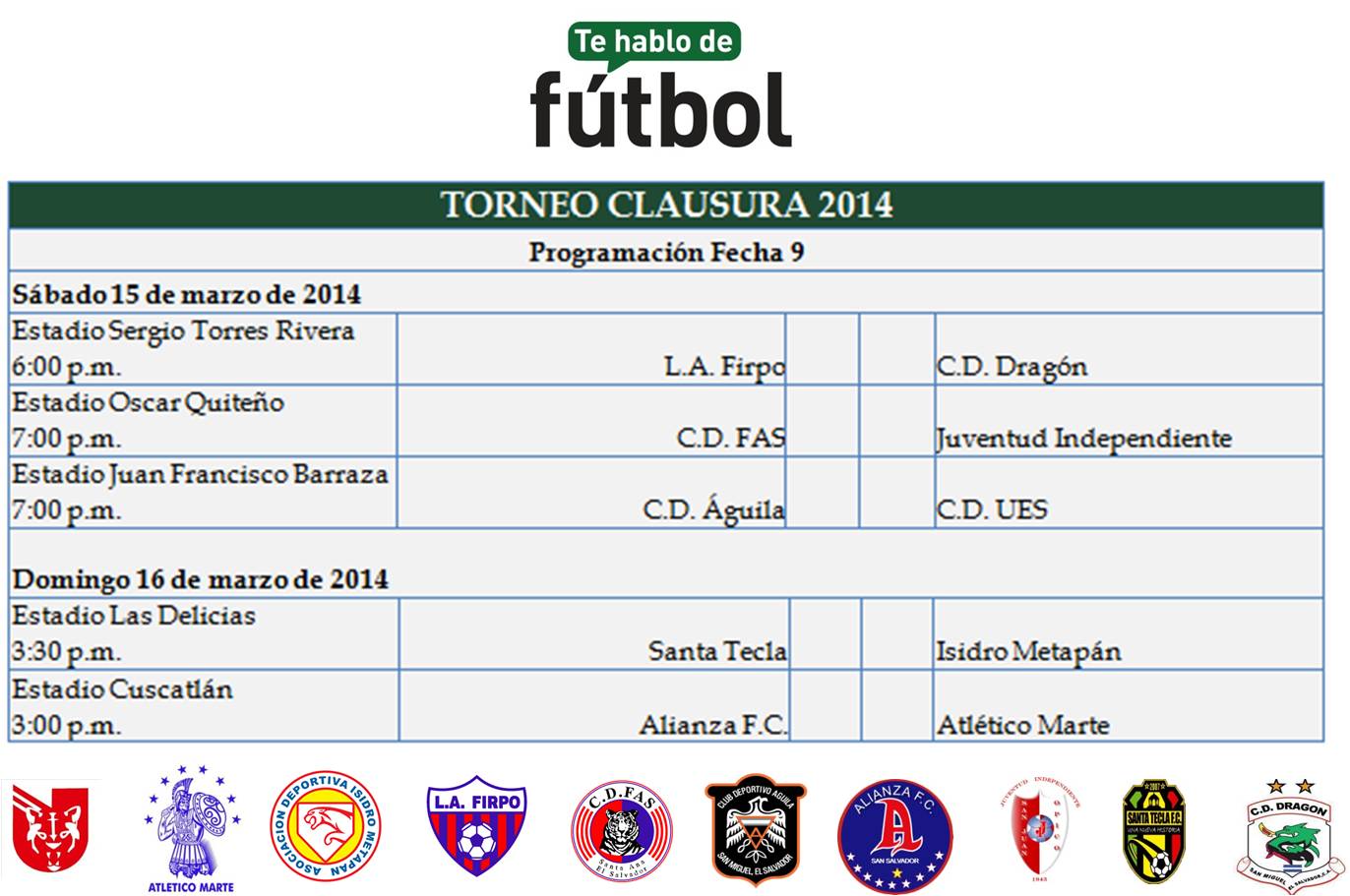 Programación Jornada 9 Clausura 2014